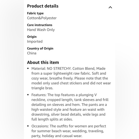 FANCYINN - XL - 2 PC WHITE DEEP V RUFFLE TRIM CROP TOP & SIDE SLIT WIDE LEG PANT - Picture 7 of 7